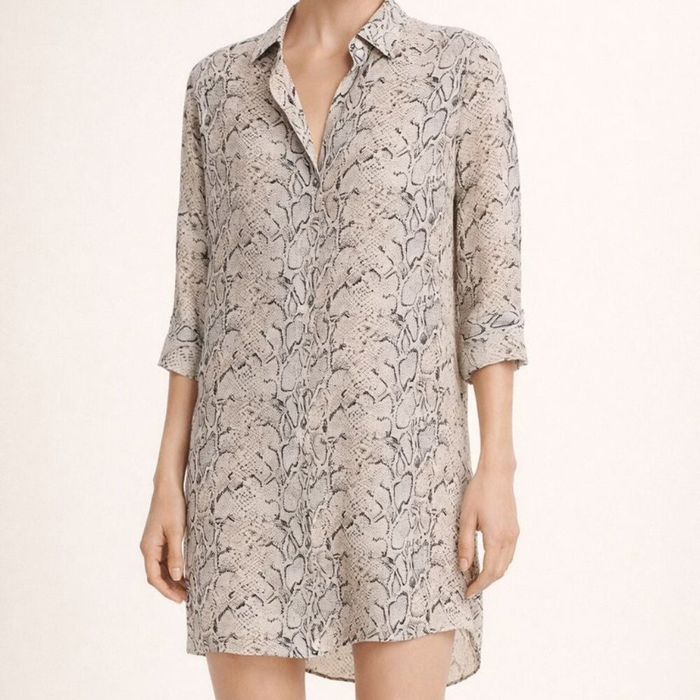 Equipment Essential Silk Python Print Tunic Shirt… - image 1